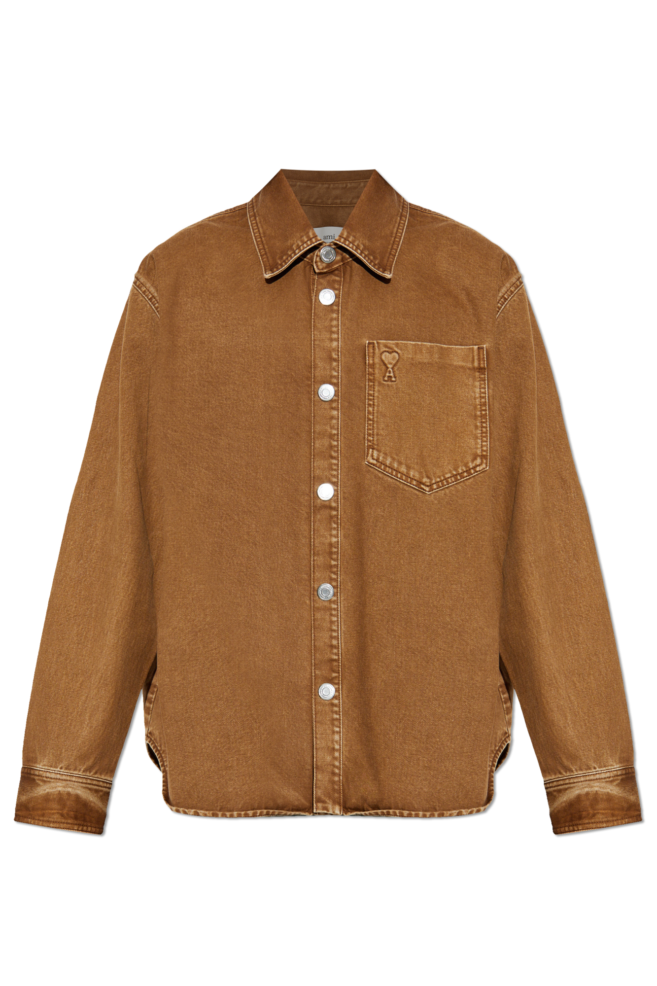 Brown Denim jacket with logo Ami Alexandre Mattiussi - Vitkac GB